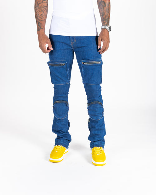 Indigeaux utility cargo denims